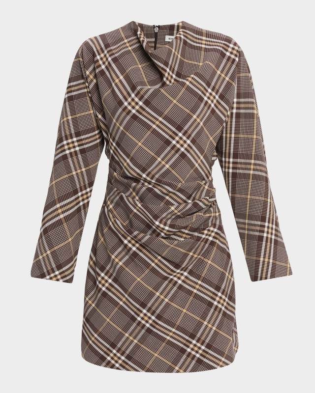 Harpor Satin Long-Sleeve Mini Dress